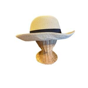 Furtalk Women's Wide Brim Straw Sun Hat Beige Foldable & UPF 50+